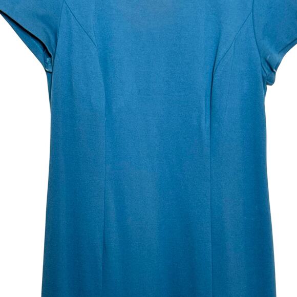 Talbots Size 10 Teal Short Sleeve Shift Dress with Tiered Pleated Hem - Picture 3 of 7